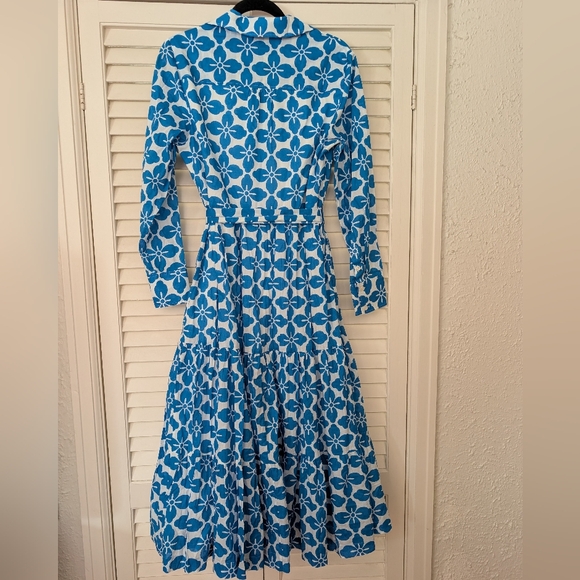 NWT Boden Paisley Tiered Shirt Dress - Indigo Floral Tile Pattern - Picture 9 of 9
